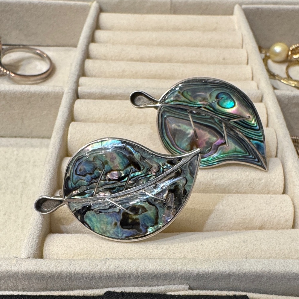 Elegant Abalone Leaf Earrings